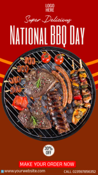national bbq day post เรื่องราวบน Instagram template