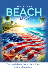 National beach day Poster template