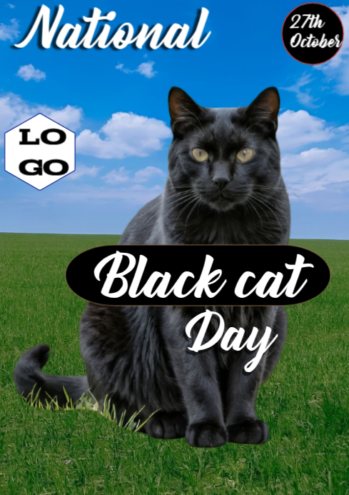 Black National Black Cat Day A4 Template | PosterMyWall