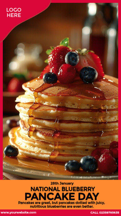 National Blueberry Pancake Day Design História do Instagram template