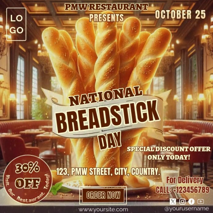 National Breadstick Day Template | PosterMyWall