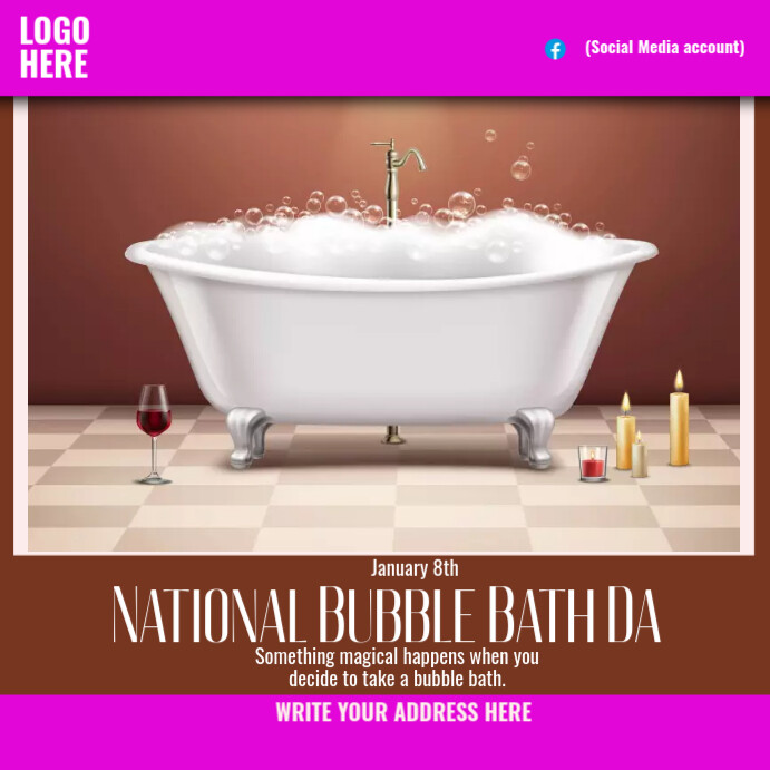 national bubble bath day Сообщение Instagram template