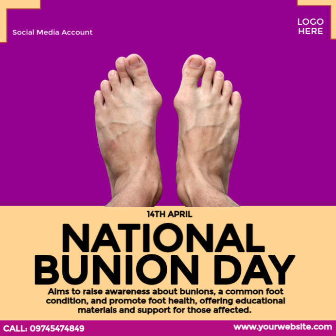 National Bunion Day Publicação no Instagram template