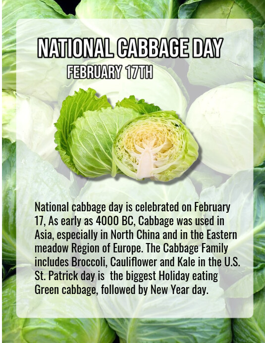 National cabbage day design celebration Template | PosterMyWall