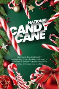 National Candy Cane Day Poster Plakat template