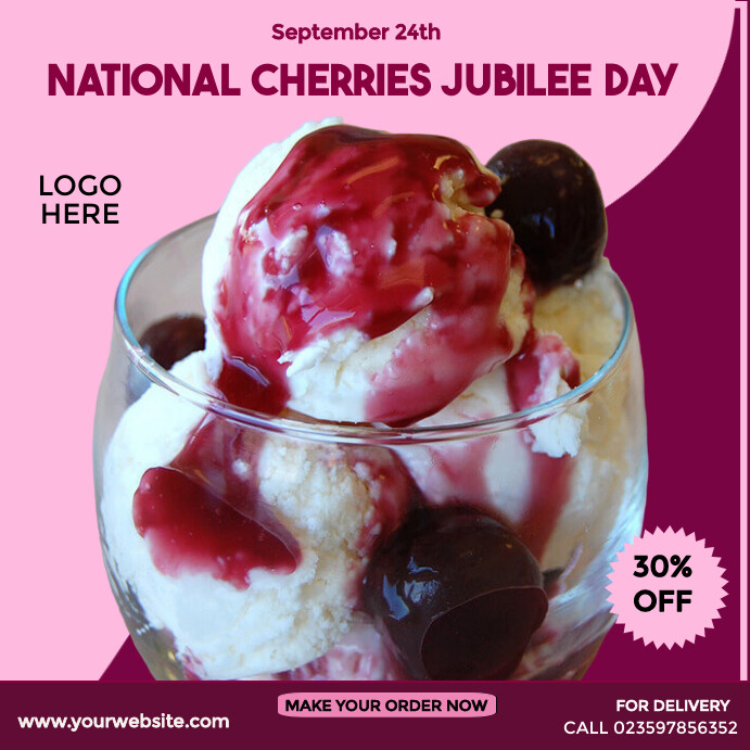 National Cherries Jubilee Day Instagram Post template