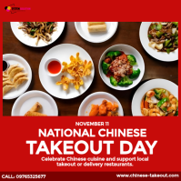 Красный National Chinese Takeout Day Сообщение Instagram Template