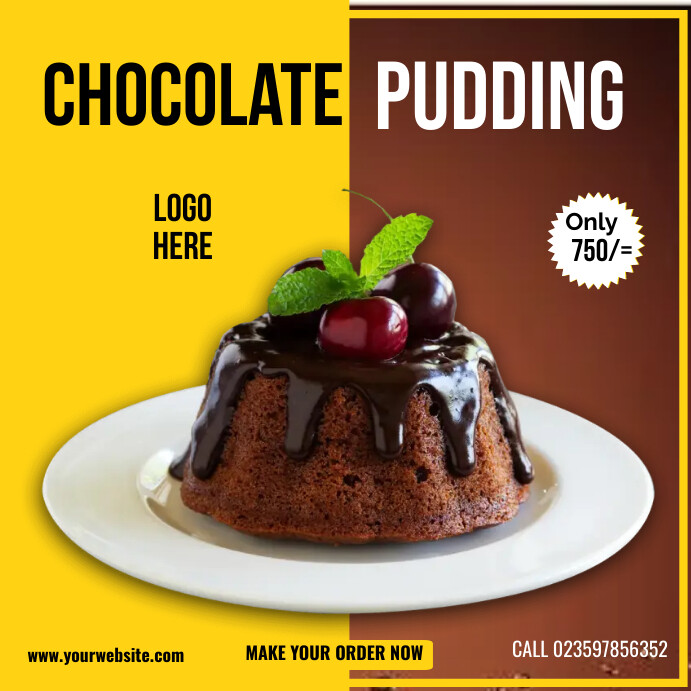 National Chocolate Pudding Day Instagram Post template