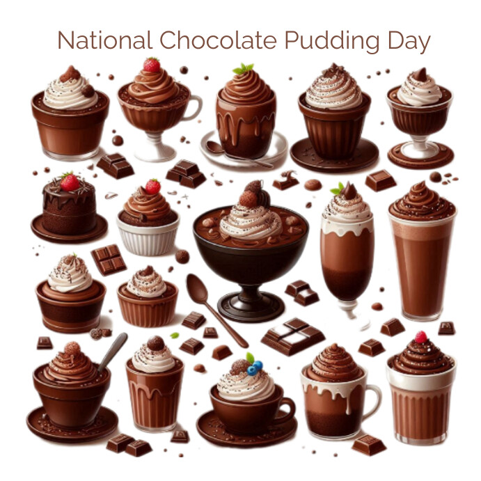 National chocolate pudding day Instagram Post template