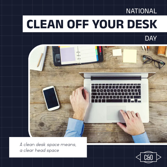 National clean off your desk day template Instagram-bericht