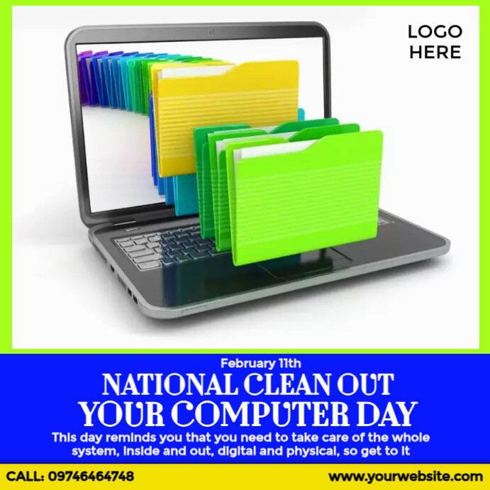 Computer Clean Sign national clean out your computer day Template | PosterMyWall