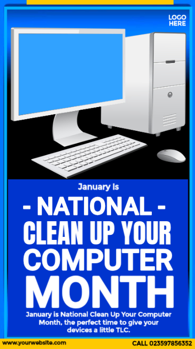 Computer Month Poster National Clean Up Your Computer Month Ad Templat | PosterMyWall