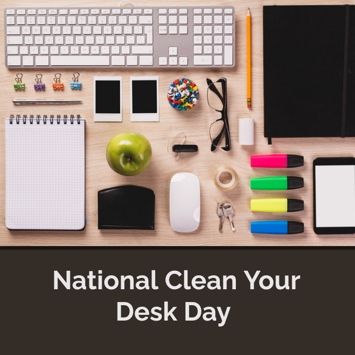 national clean your desk day Publicação no Instagram template