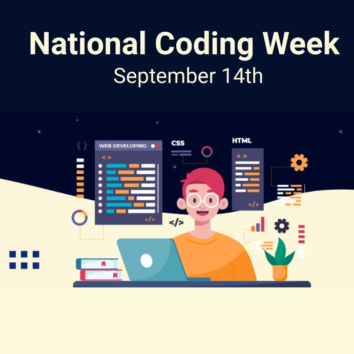 national coding week Instagram Post template