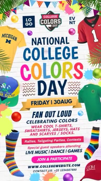 National College Colors Day Template | PosterMyWall