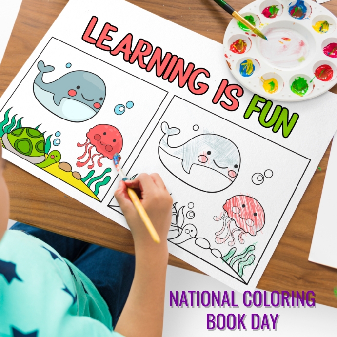 NATIONAL COLORING BOOK DAY Template | PosterMyWall
