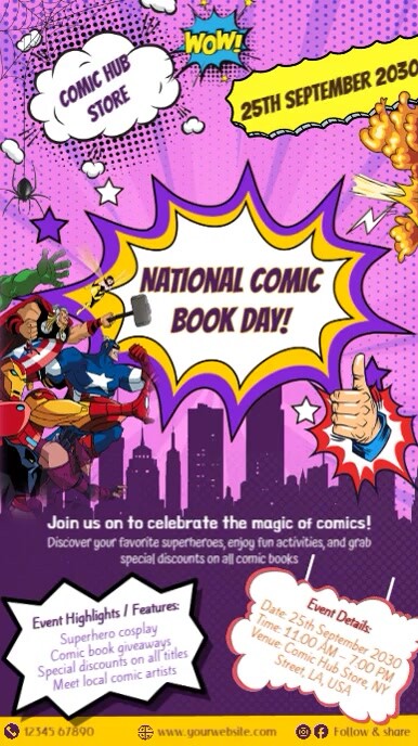 Comic Example Party National Comic Book Day Event Instagram Story Template | PosterMyWall