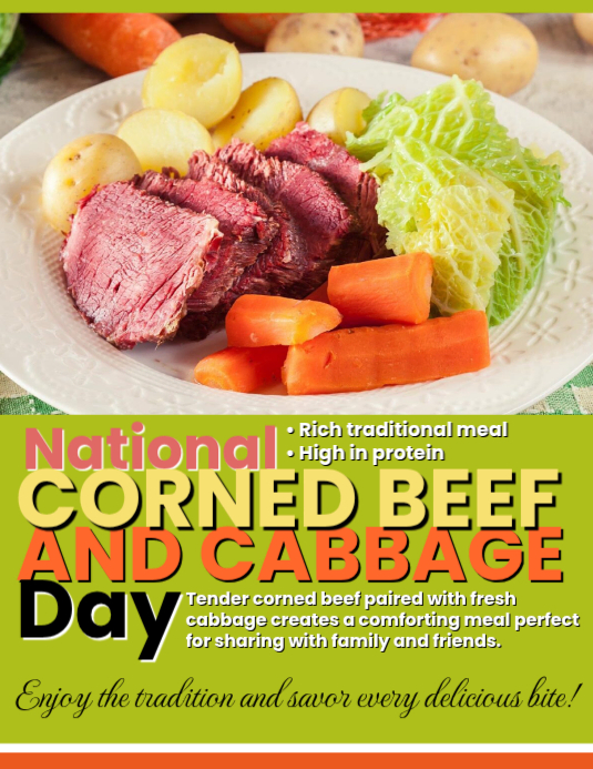 National Corned Beef and Cabbage Day Template | PosterMyWall