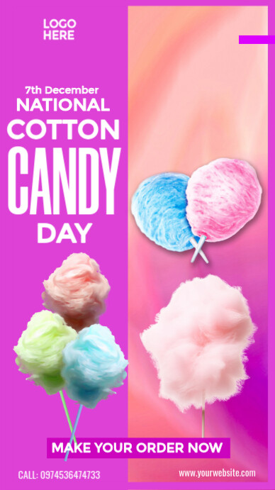 National Cotton Candy Day Design História do Instagram template
