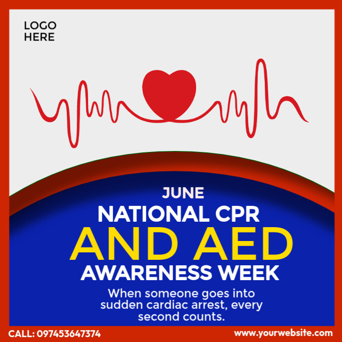 National CPR and AED Awareness Week Publicação no Instagram template