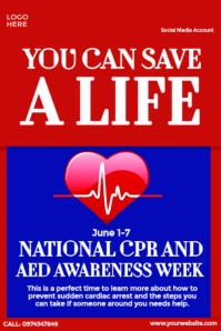 National CPR and AED Awareness Week Poster template