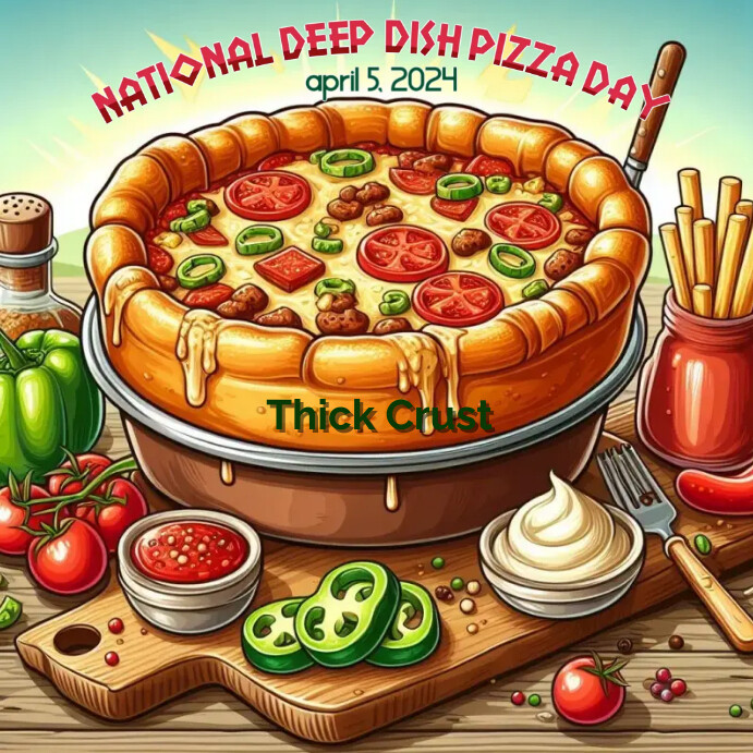 National Deep Rummage National Deep Dish Pizza Day Template | PosterMyWall