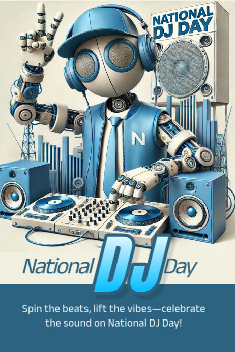National DJ day Poster template
