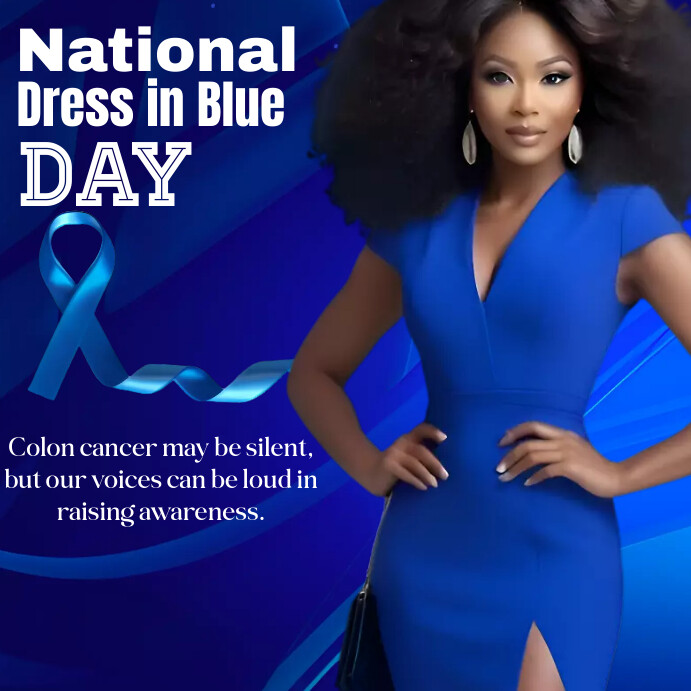 National dress in Blue Day, Colon Cancer Instagram Post template