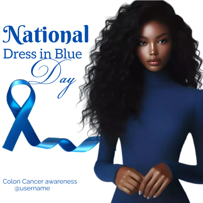 National dress in Blue Day, Colon Cancer Instagram Post template