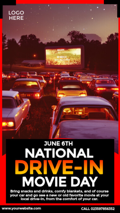 National Drive-In Movie Day Design História do Instagram template