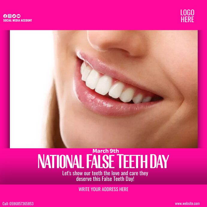 False Teeth Sign national false teeth day Template | PosterMyWall