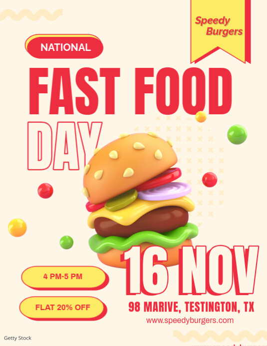 National fast food day flyer template Folheto (US Letter)