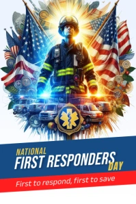 National first responders day Poster template