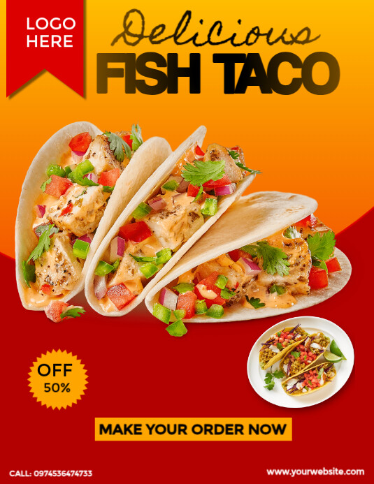 National Fish Taco Day Flyer template