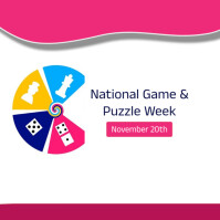 White national game and puzzle week Instagram Post Template