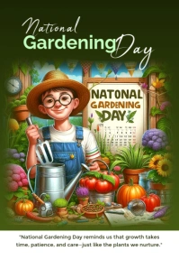 National gardening day Poster template