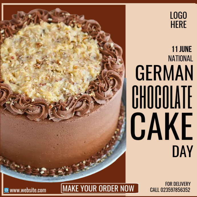 national german chocolate cake day Template PosterMyWall