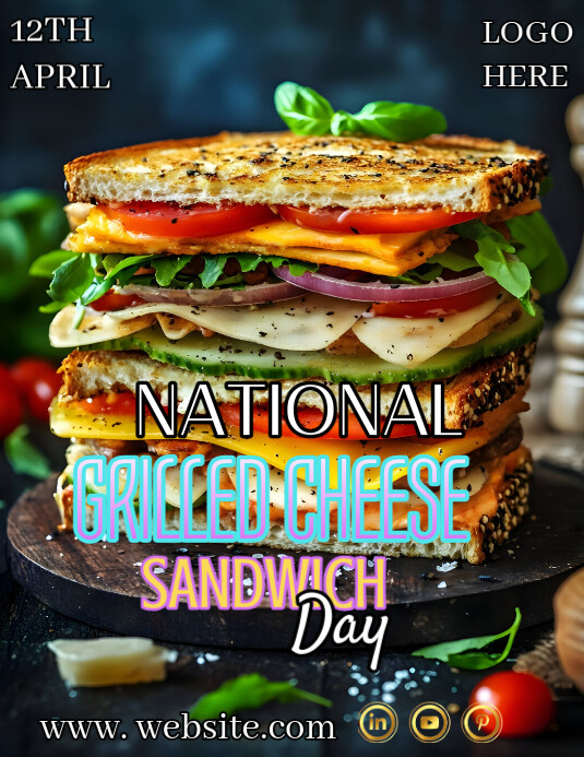National Grilled Cheese Sandwich Day  Flyer (us Letter) template