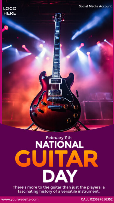 national guitar day Publicação no Instagram template