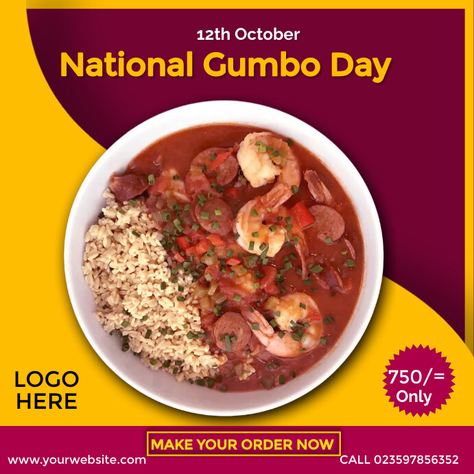 National Gumbo Day โพสต์บน Instagram template