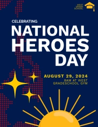 National Heroes Day Blue Flyer ใบปลิว (US Letter) template