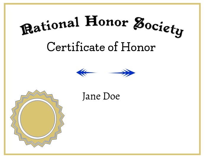 National Honor Society Certificate Volante (Carta US) template