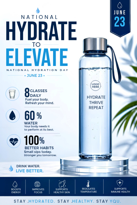 National Hydration Day Posters Template | PosterMyWall