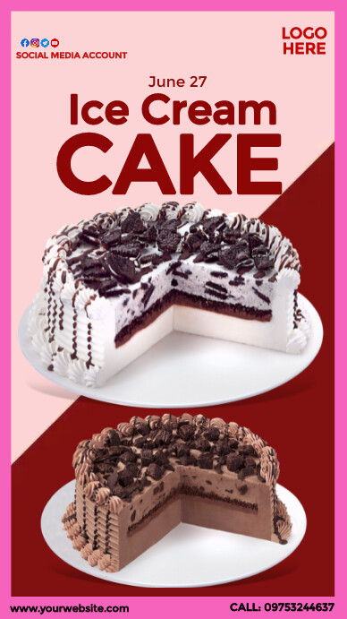 National Ice Cream Cake Day template História do Instagram