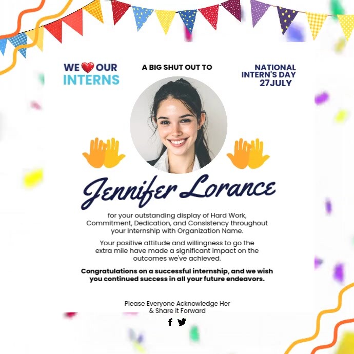 Plantilla de National Intern Appreciation Post Template | PosterMyWall