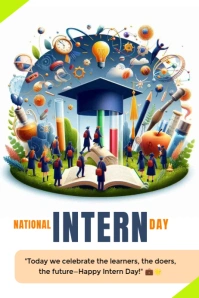 National intern day Poster template