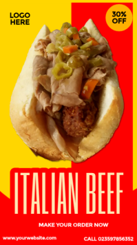 Red Italian Beef Promotion Instagram Story Template