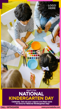 Grå National Kindergarten Day Instagram Story Template