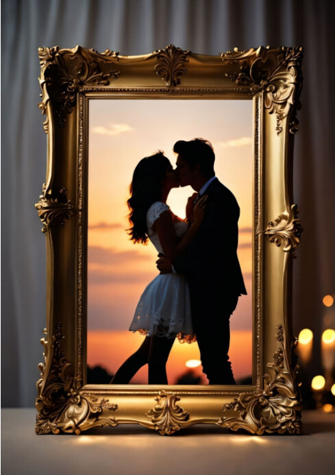National kiss and make up picture frame template A4
