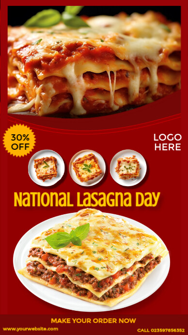 Lasagna Notebook Design Plantilla de National Lasagna Day Template | PosterMyWall
